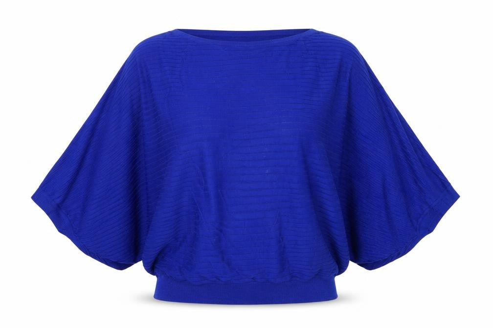 Phase Eight Women’s Blue M Batwing Dolman Ribbed Knit Pullover Jumper