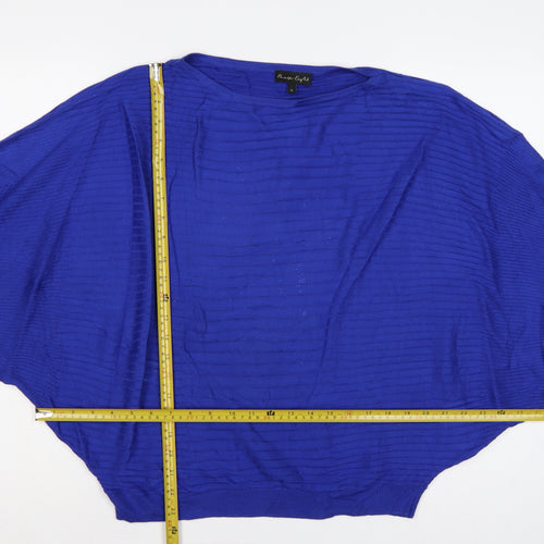 Phase Eight Women’s Blue M Batwing Dolman Ribbed Knit Pullover Jumper