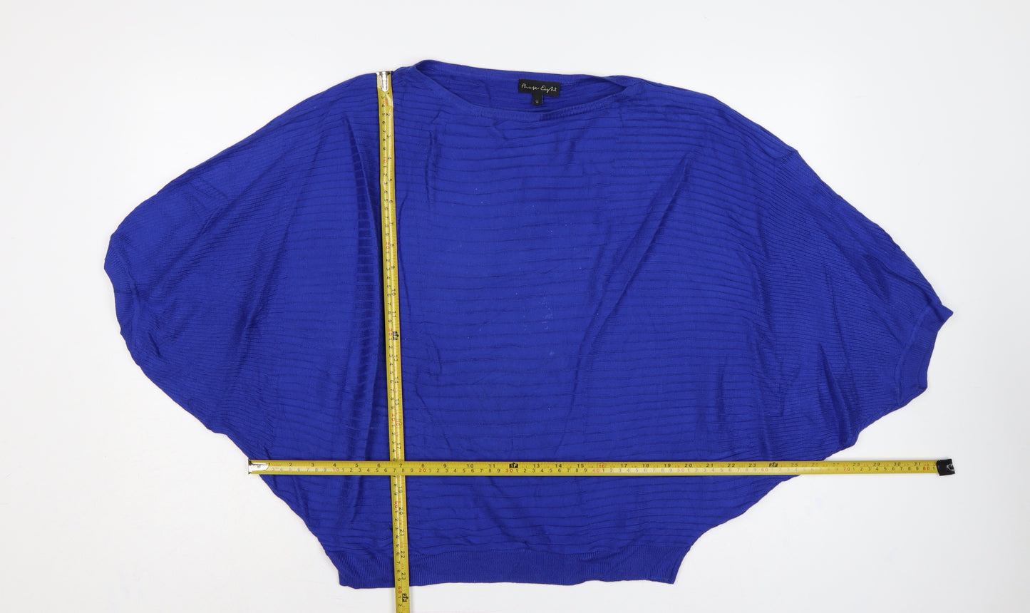 Phase Eight Women’s Blue M Batwing Dolman Ribbed Knit Pullover Jumper