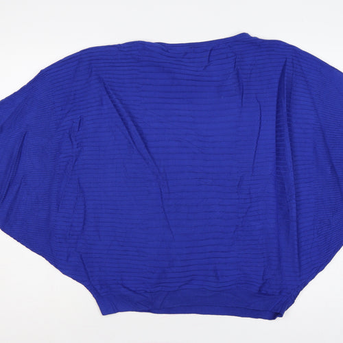 Phase Eight Women’s Blue M Batwing Dolman Ribbed Knit Pullover Jumper