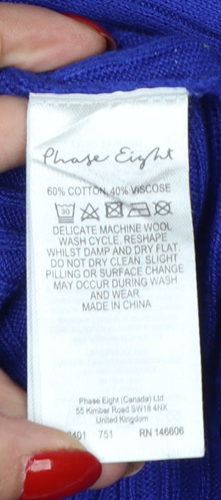 Phase Eight Women’s Blue M Batwing Dolman Ribbed Knit Pullover Jumper