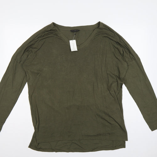 Banana Republic Women Green L Basic Modal Long Sleeve Crew Neck T-Shirt