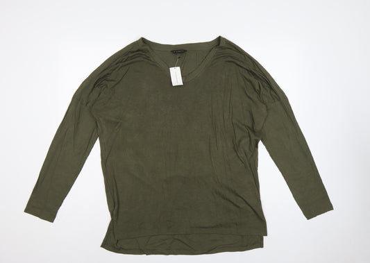 Banana Republic Women Green L Basic Modal Long Sleeve Crew Neck T-Shirt