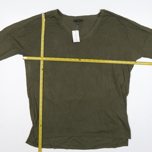 Banana Republic Women Green L Basic Modal Long Sleeve Crew Neck T-Shirt