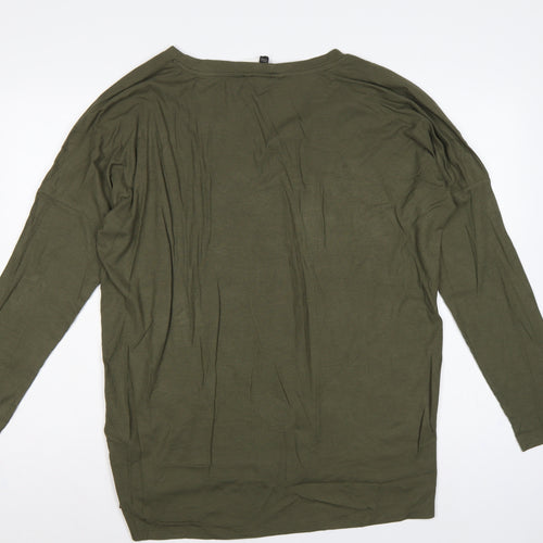 Banana Republic Women Green L Basic Modal Long Sleeve Crew Neck T-Shirt