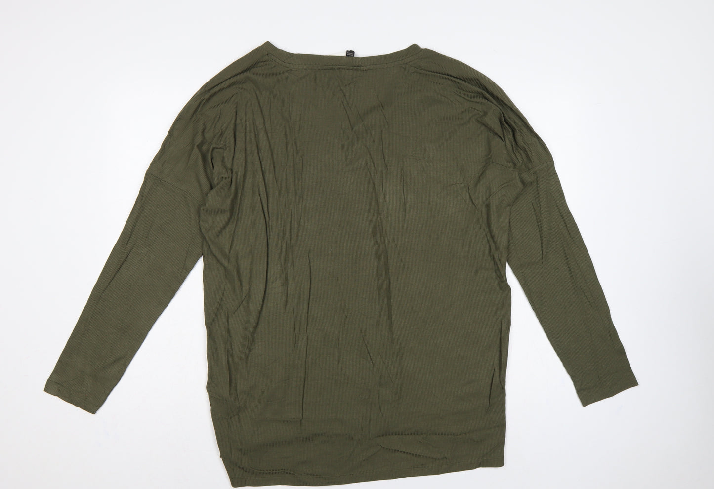 Banana Republic Women Green L Basic Modal Long Sleeve Crew Neck T-Shirt