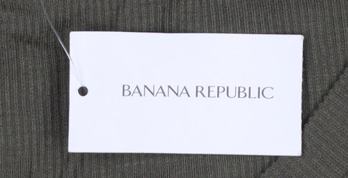 Banana Republic Women Green L Basic Modal Long Sleeve Crew Neck T-Shirt