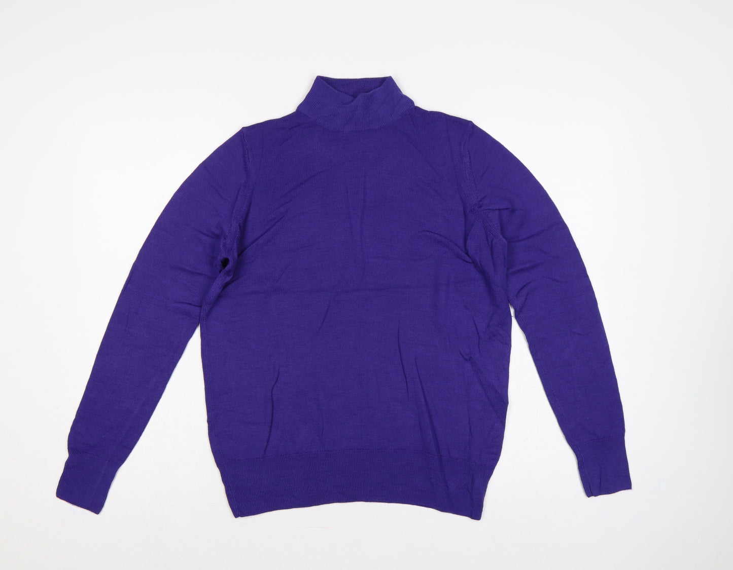 Marks and Spencer Women Purple UK 12 Wool Roll Neck Pullover Jumper