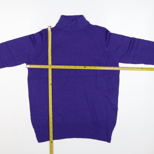 Marks and Spencer Women Purple UK 12 Wool Roll Neck Pullover Jumper
