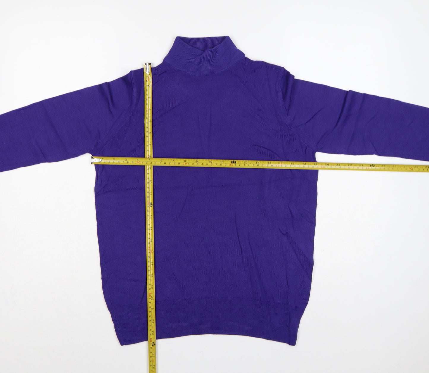 Marks and Spencer Women Purple UK 12 Wool Roll Neck Pullover Jumper