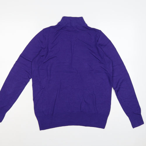 Marks and Spencer Women Purple UK 12 Wool Roll Neck Pullover Jumper