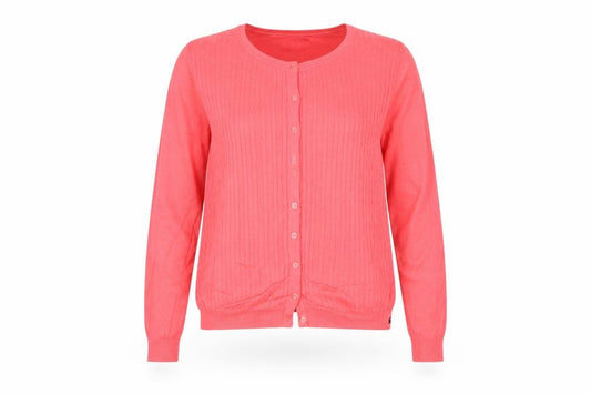 Joules Women Pink UK 18 Cable Knit Button Front Round Neck Cardigan