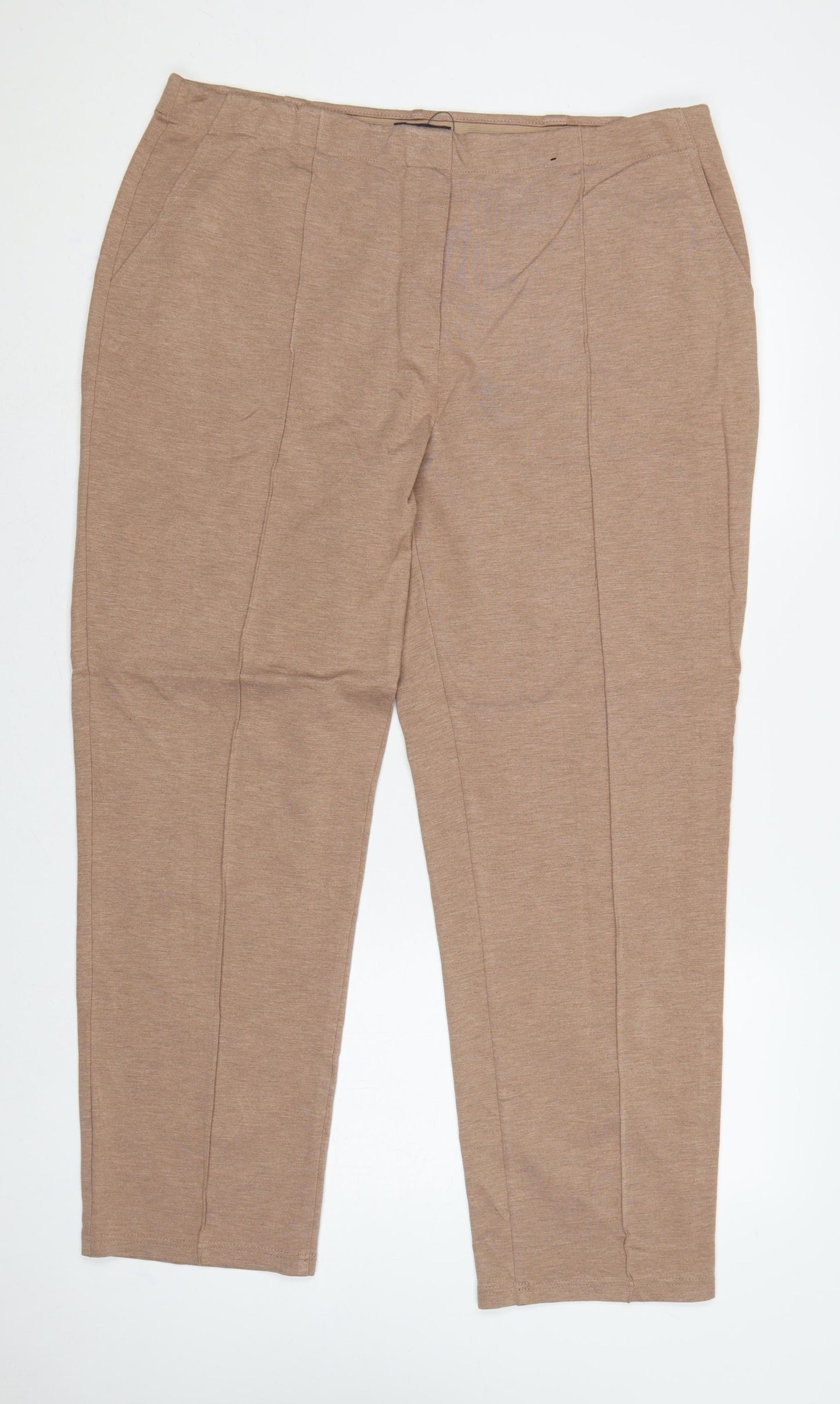 Marks & Spencer Women Beige UK 20 Tapered Smart Trousers