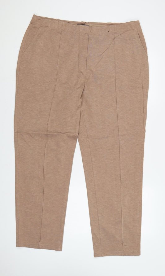 Marks & Spencer Women Beige UK 20 Tapered Smart Trousers