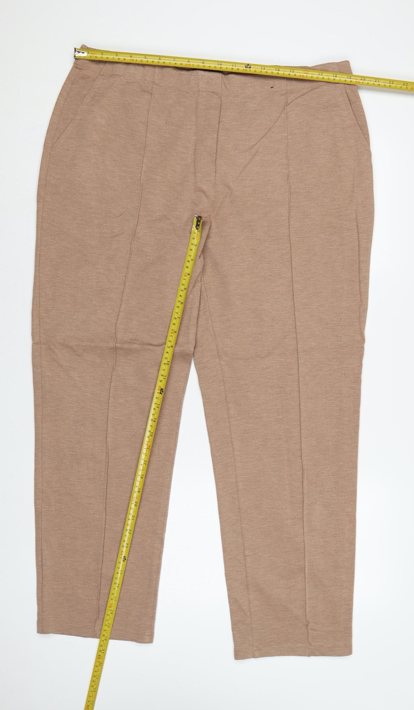 Marks & Spencer Women Beige UK 20 Tapered Smart Trousers