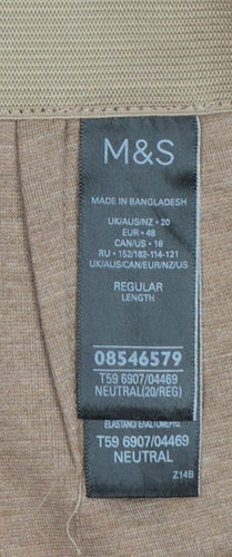Marks & Spencer Women Beige UK 20 Tapered Smart Trousers