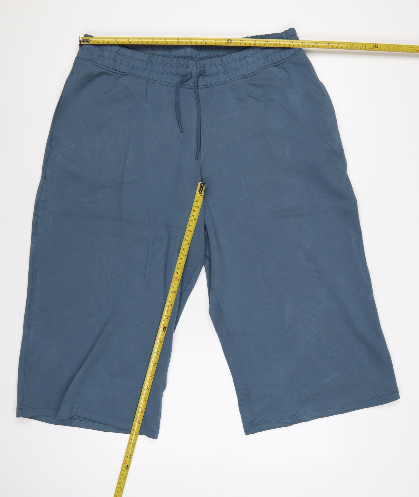 Marks and Spencer Women's Blue UK 18 Cropped Wide Leg Trousers