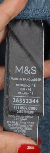 Marks and Spencer Women's Blue UK 18 Cropped Wide Leg Trousers