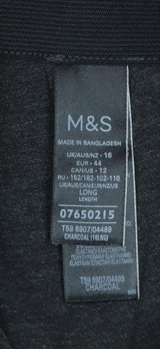 M&S Women’s Grey UK 16 Long Straight Ponte Work Trousers
