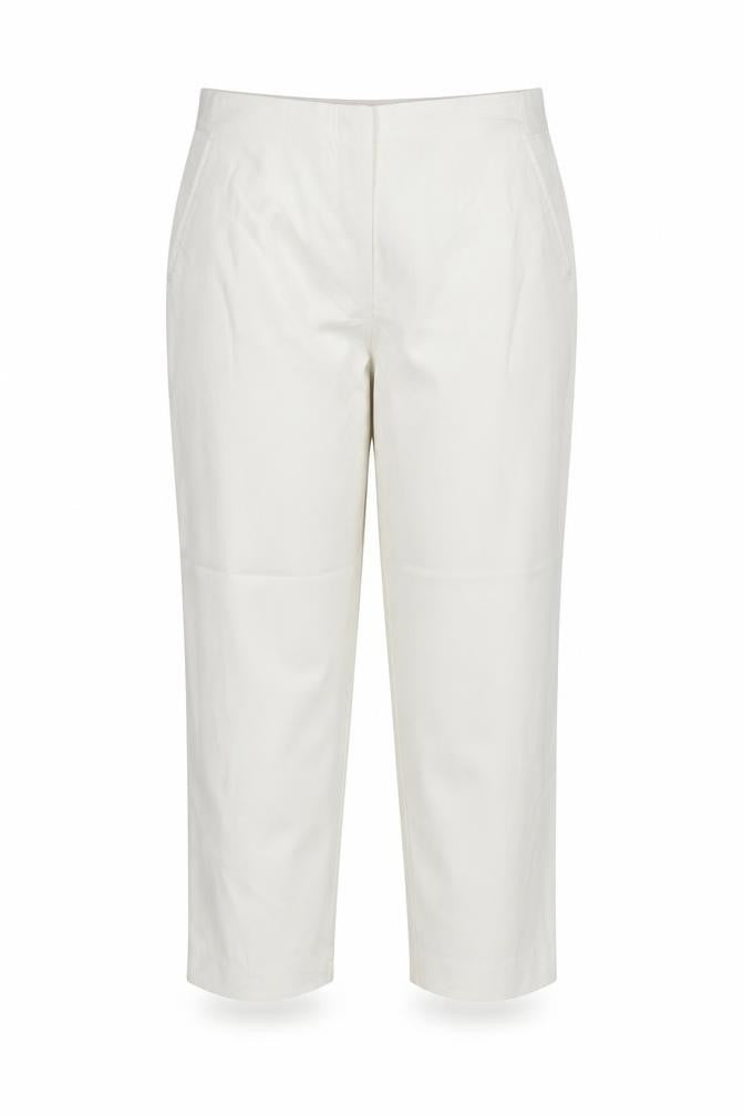 Marks and Spencer Women Ivory UK 14 Straight High Rise Trousers