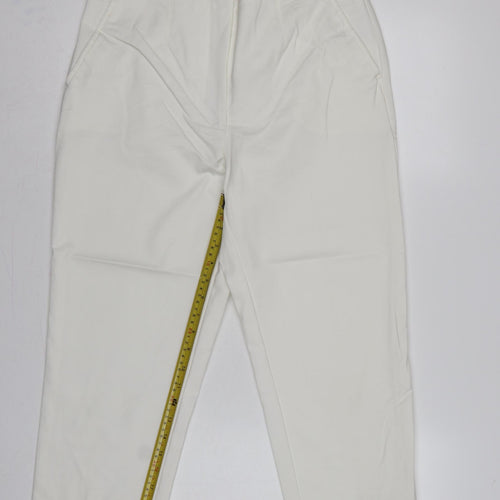 Marks and Spencer Women Ivory UK 14 Straight High Rise Trousers
