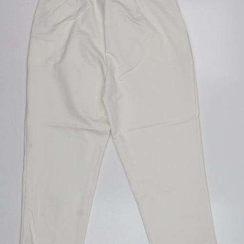 Marks and Spencer Women Ivory UK 14 Straight High Rise Trousers