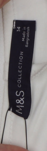 Marks and Spencer Women Ivory UK 14 Straight High Rise Trousers