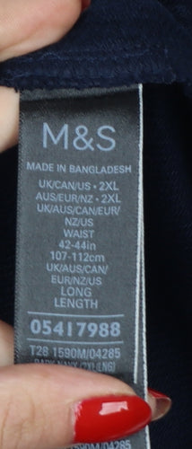 M&S Mens Blue 2XL Long Sweatpants Drawstring 42-44in Waist