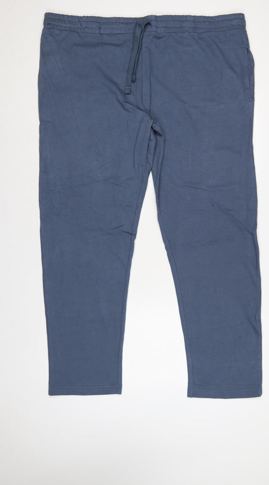 M&S Men’s Blue 3XL Regular Fit Drawstring Stretch Trousers