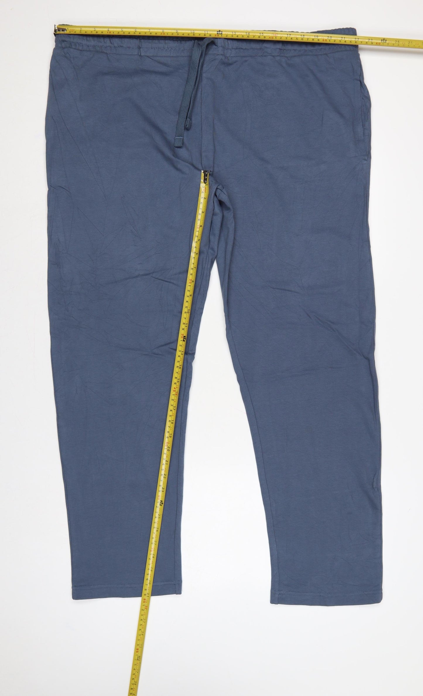 M&S Men’s Blue 3XL Regular Fit Drawstring Stretch Trousers