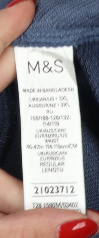 M&S Men’s Blue 3XL Regular Fit Drawstring Stretch Trousers