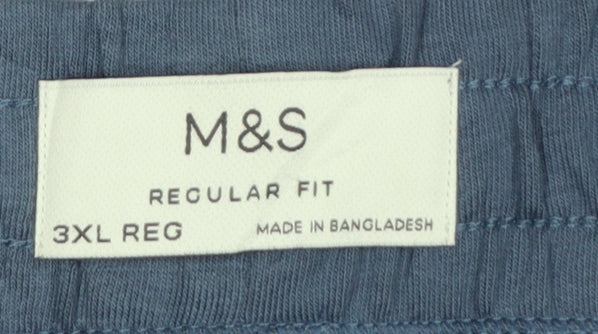 M&S Men’s Blue 3XL Regular Fit Drawstring Stretch Trousers