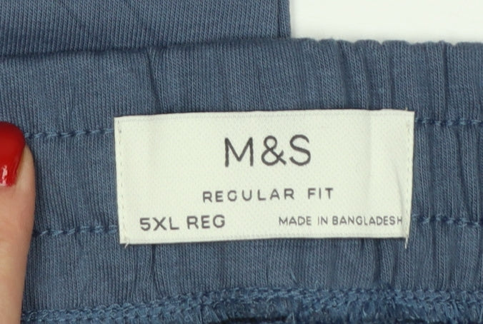 Marks and Spencer Men Blue 5XL Regular Fit Drawstring Trousers