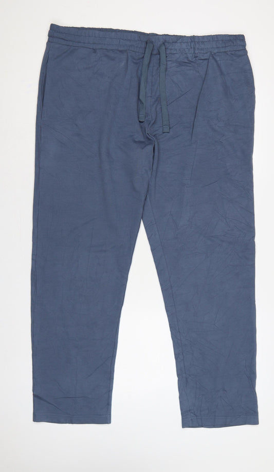 Marks and Spencer Men Blue 3XL Regular Fit Cotton Jogger Trousers