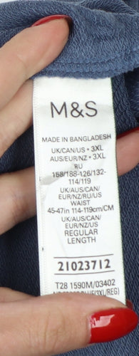 Marks and Spencer Men Blue 3XL Regular Fit Cotton Jogger Trousers