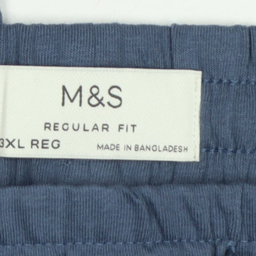 Marks and Spencer Men Blue 3XL Regular Fit Cotton Jogger Trousers