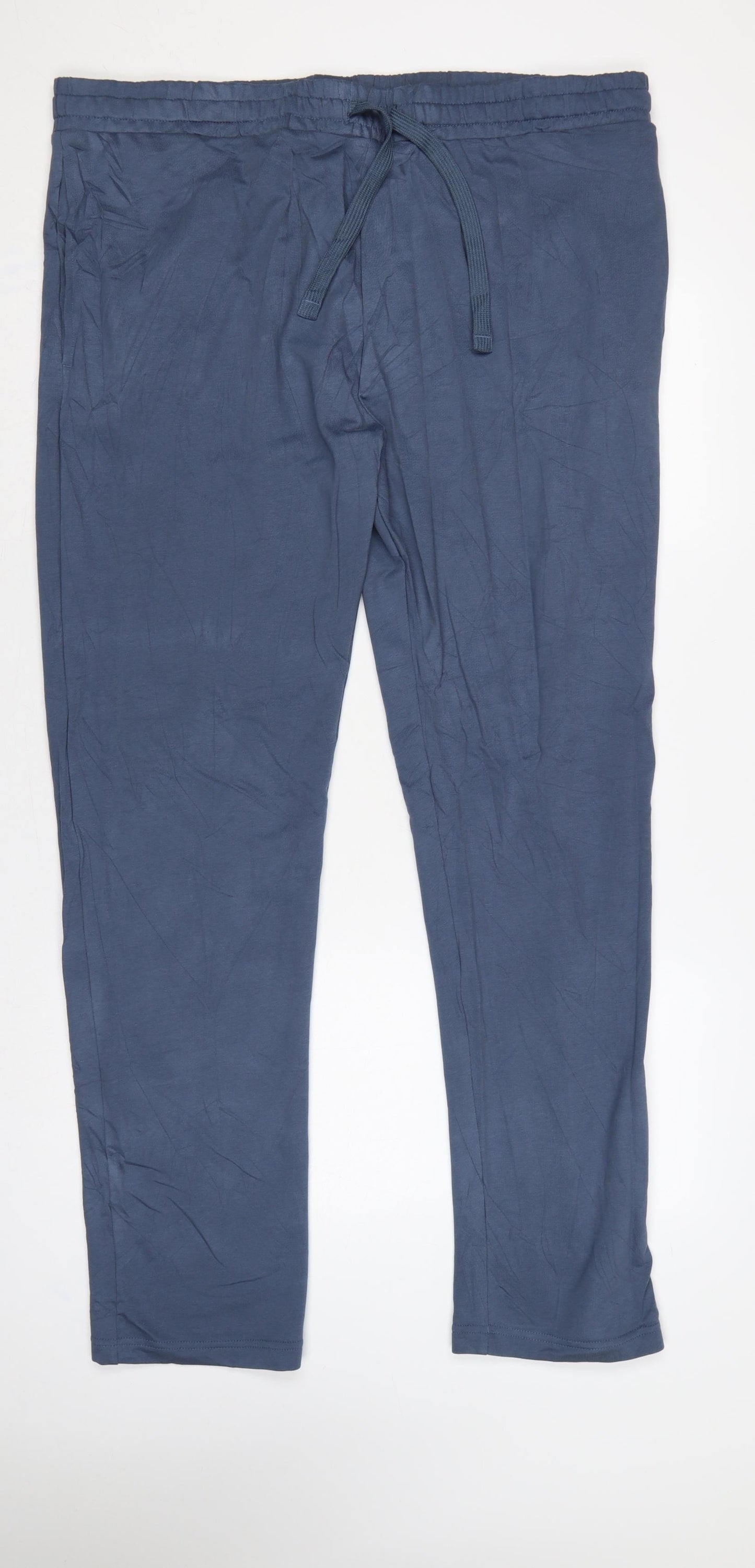 Marks and Spencer Men Blue 2XL Long Regular Fit Jogger Trousers