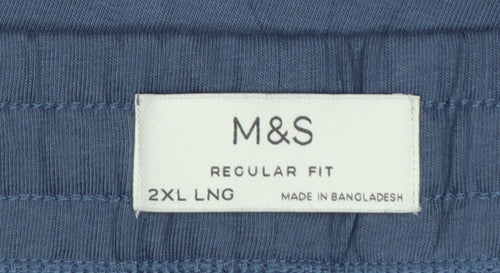 Marks and Spencer Men Blue 2XL Long Regular Fit Jogger Trousers