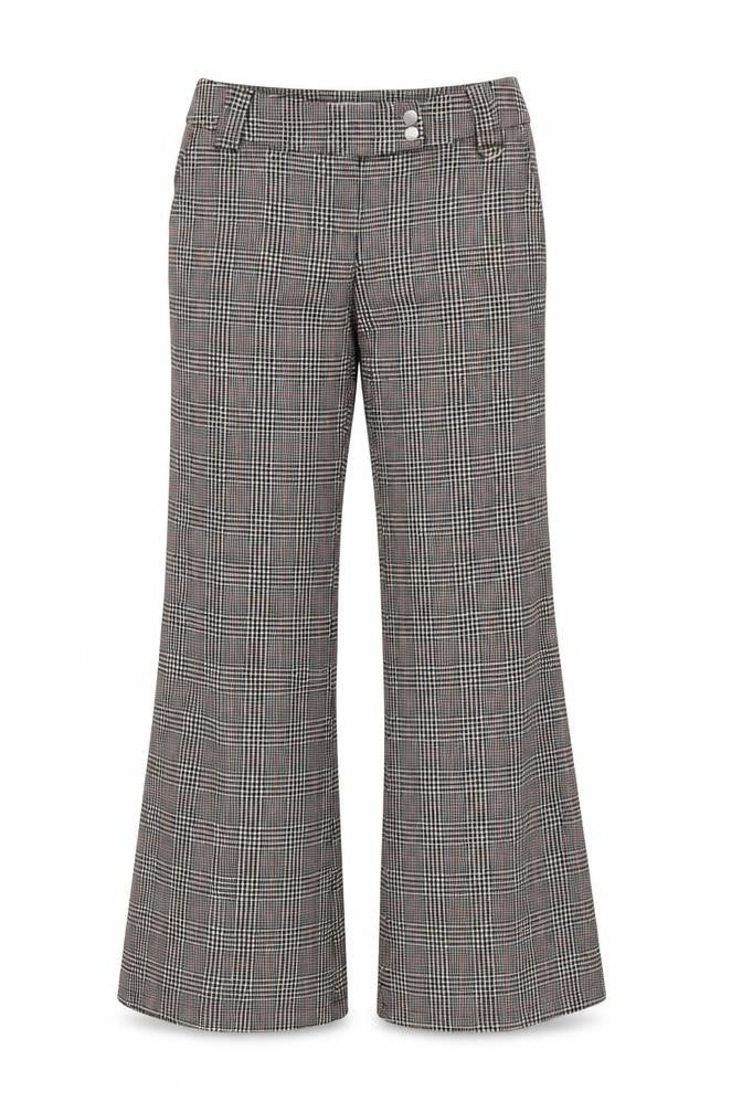 Topshop Women Grey Check Flared Dress Trousers Size 8