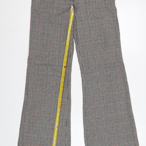 Topshop Women Grey Check Flared Dress Trousers Size 8