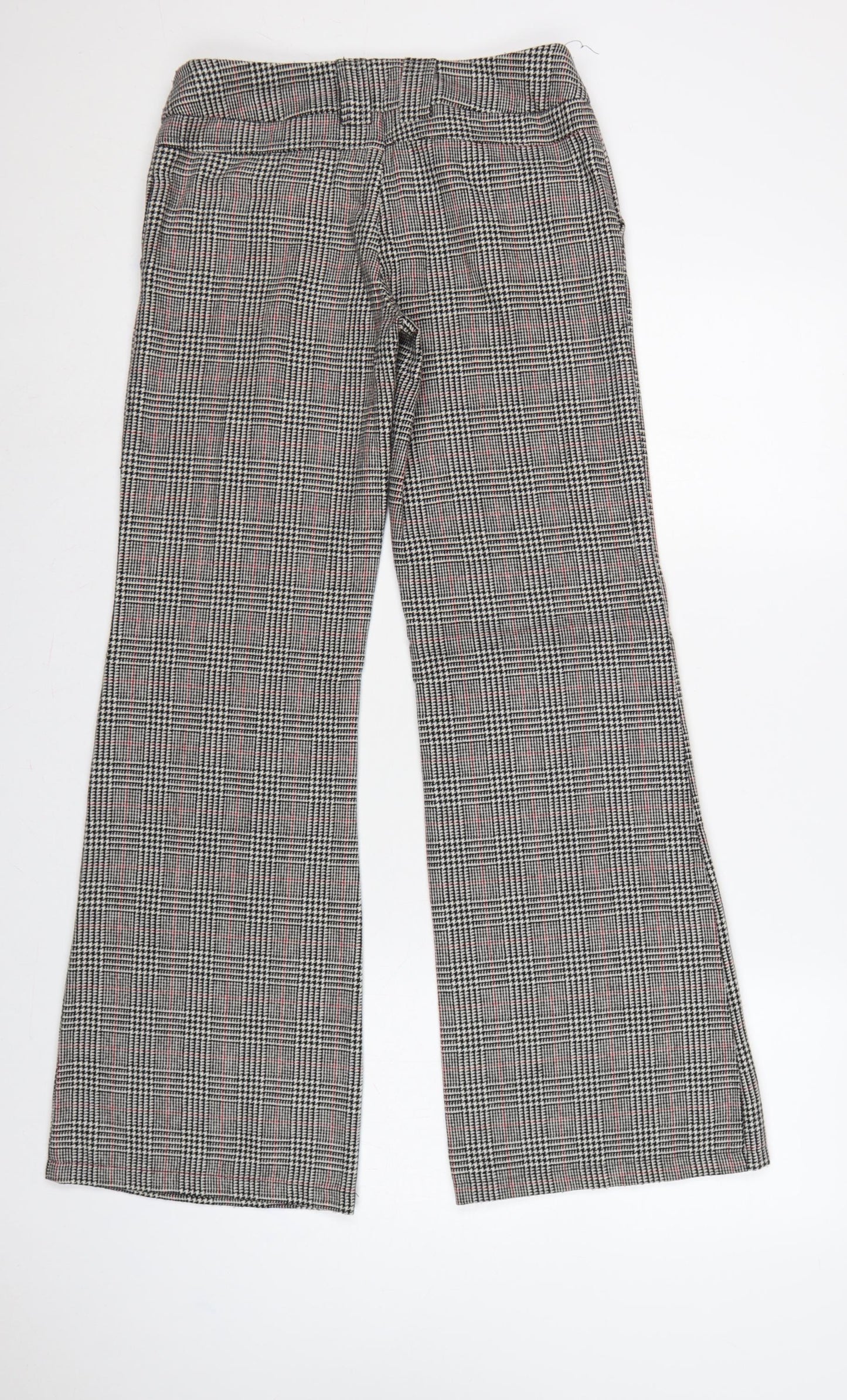 Topshop Women Grey Check Flared Dress Trousers Size 8