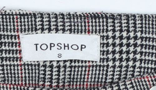 Topshop Women Grey Check Flared Dress Trousers Size 8