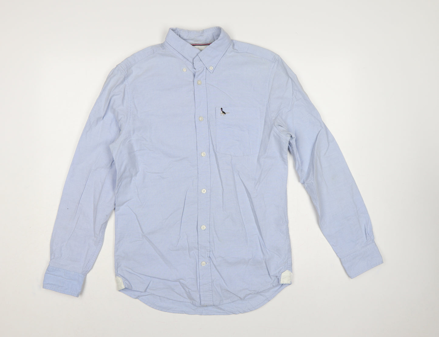 Jack Wills Men Blue XS Slim Fit Cotton Oxford Button-Up Shirt Logo