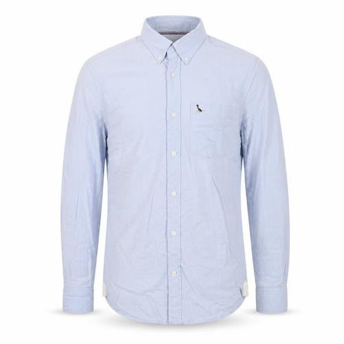Jack Wills Men Blue XS Slim Fit Cotton Oxford Button-Up Shirt Logo