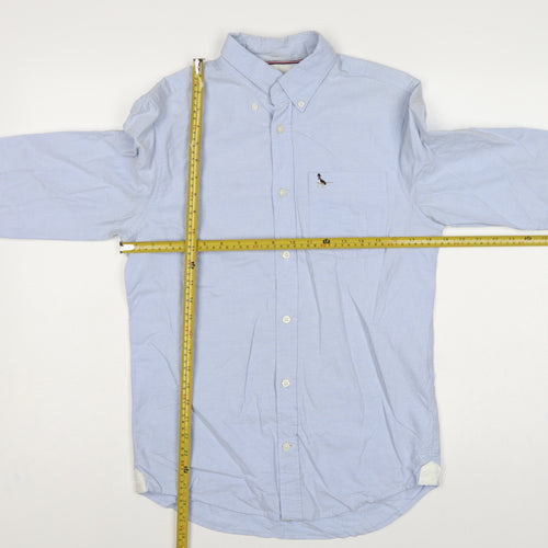 Jack Wills Men Blue XS Slim Fit Cotton Oxford Button-Up Shirt Logo