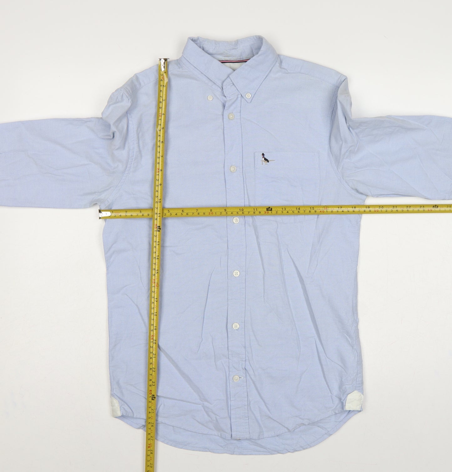 Jack Wills Men Blue XS Slim Fit Cotton Oxford Button-Up Shirt Logo