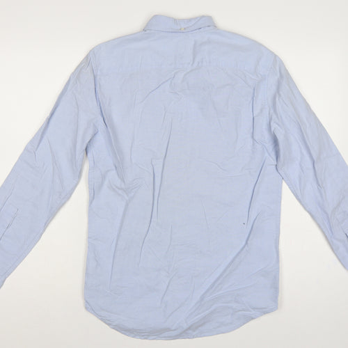 Jack Wills Men Blue XS Slim Fit Cotton Oxford Button-Up Shirt Logo