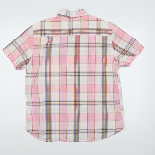 Jasper Conran Men Pink L Plaid Short Sleeve Button-Up Casual Shirt