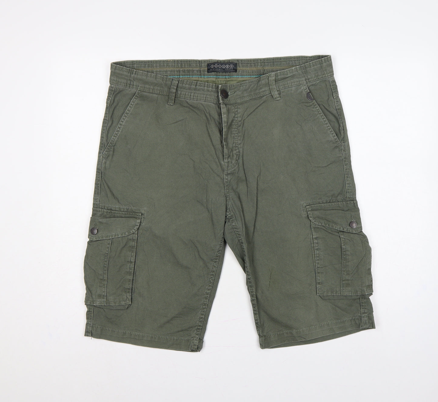 Bonobo Jeans Men’s Green 36 Cargo Cotton Stretch Shorts Pockets