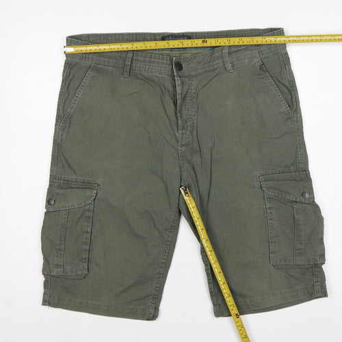 Bonobo Jeans Men’s Green 36 Cargo Cotton Stretch Shorts Pockets